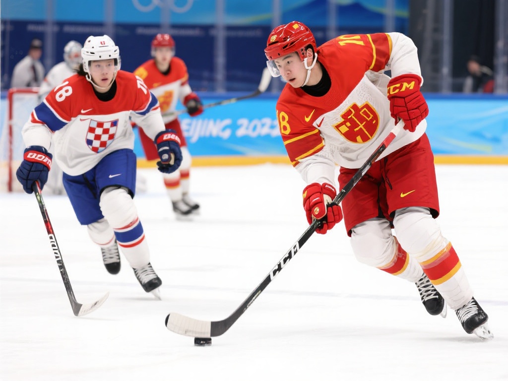冰球世界赛场:克罗地亚与中国激烈对决 反观中国队,近年来随着国家对冬季运动的重